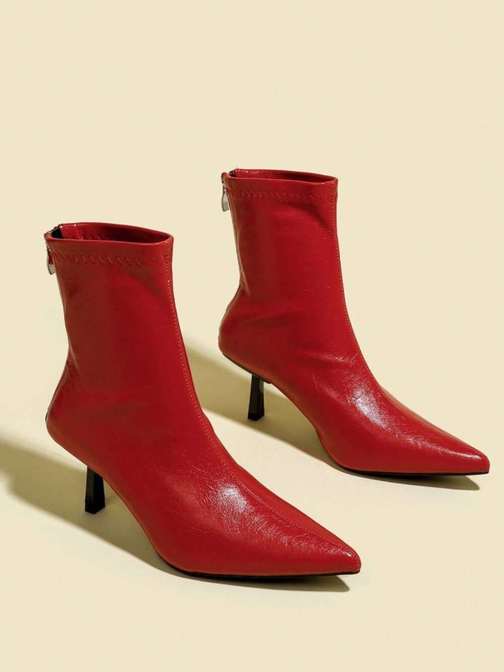Red Casual Women's Ankle Boots - Picture 2 of 5